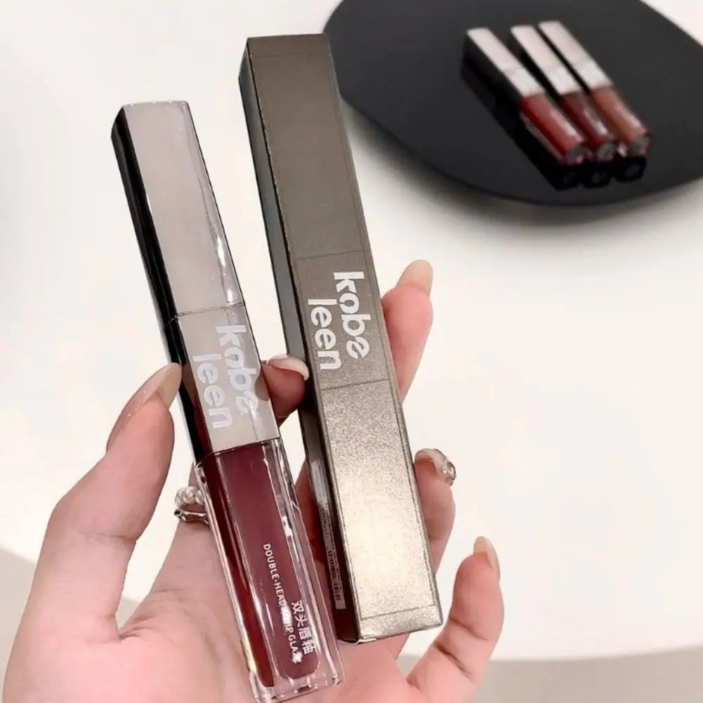 

Double-ended Lip Glaze Mirror Watery Glossy Lip Oil Cup Non-stick Lip Female Lipstick Honey Gloss Lip Makeup Non-fading J7R3