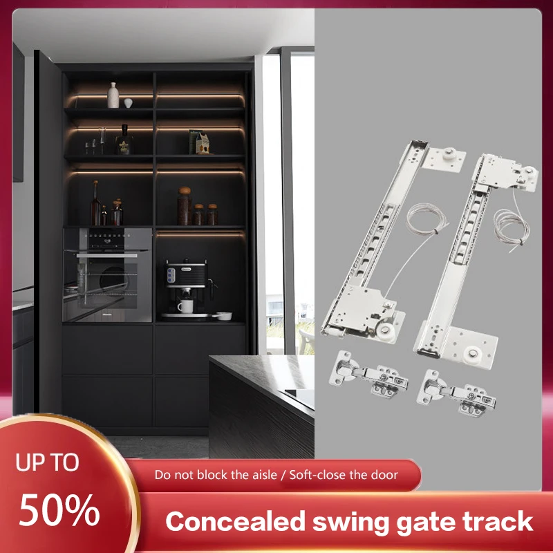 

Hidden Insertion Telescopic Rail For Folding Cabinet Pocket Door Pivot Butterfly Wardrobe Hardware Side Mount Retractable Kit