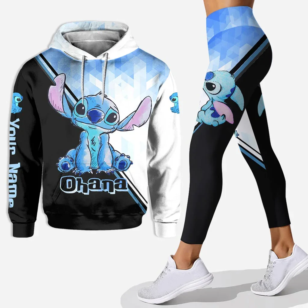 Stitch 3D bluza z kapturem legginsy garnitur damski zestaw bluz z kapturem spodnie do jogi spodnie dresowe damskie Disney bluza do jogi legginsy modny dres