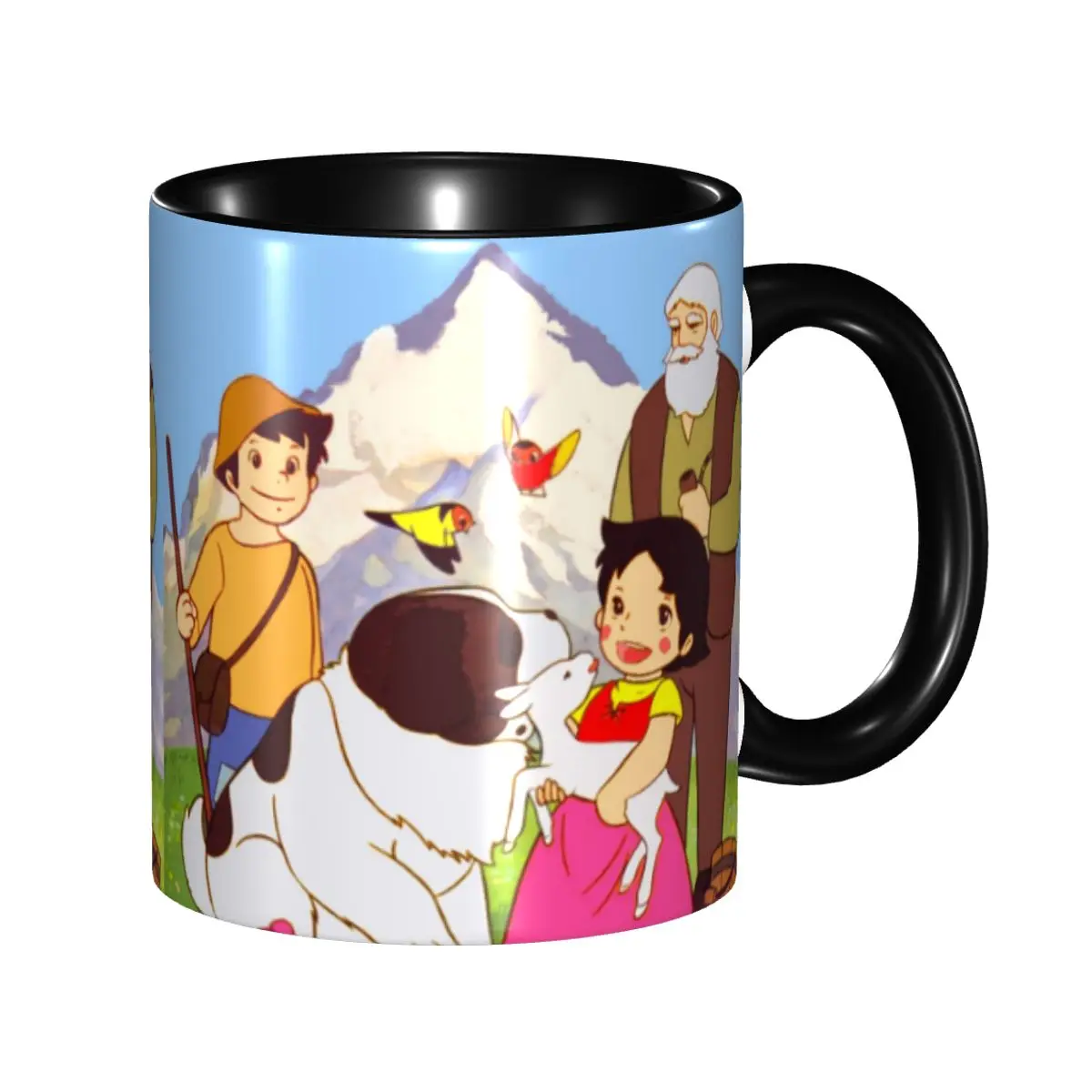 DIY Heidi Peter And Grandpa Alps Goat Mountain Ceramic Mug Personalized Cartoon Movie Coffee Cup Creative Gift
