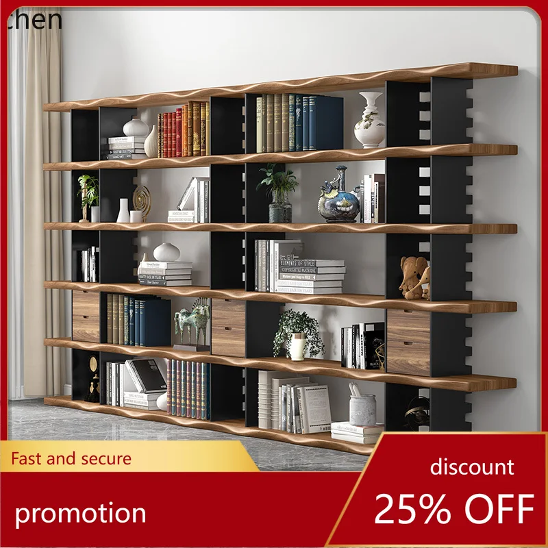 

ZMLSolid Wood Tea Room Storage Rack Multi-layer Display Bookshelf Integrated Wall-mounted Floor-standing Modern Minimalist