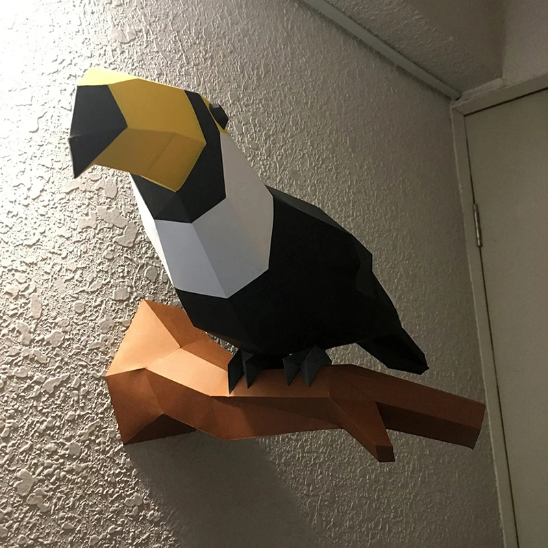 30cm Toucan 3D Paper Model DIY Animal Bird Papercraft Handmade Wall Decor Living Room Porch Ornament Puzzles Origami Gift Toys