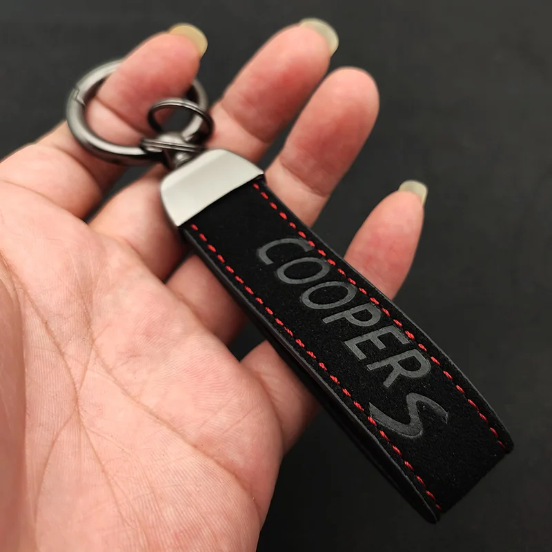 Luxury Women Men Keyring Fur Leather Car Keychain For Cooper S R56 F56 R53 F55 F57 F54 R52 2022 Logo Keychain Accessories