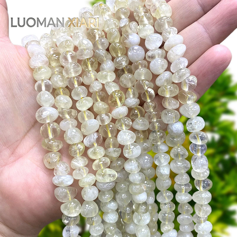 9-12MM Raw Natural Stone Lemon Crystal Loose Spacer Beads for Jewelry Making Diy Necklace Bracelet Charms Accessories 15''