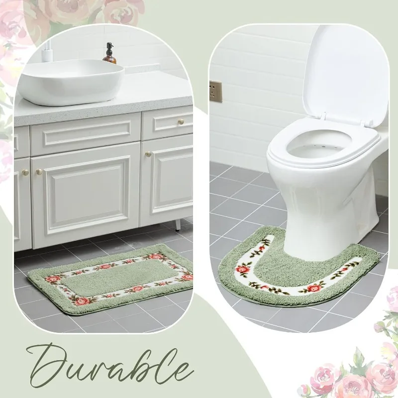 3pcs Kawaii Bathroom Rug Non Slip Floor Mat Water Absorbent Washroom Toilet Mats