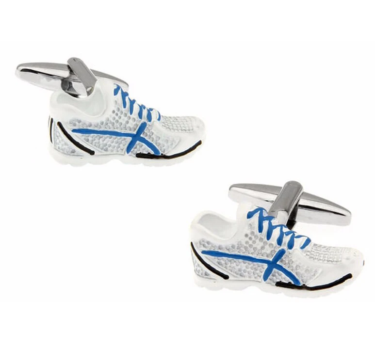 Running Shoes Cuff Links For Men Sport Design Quality Brass Material White Color Cufflinks Wholesale&retail