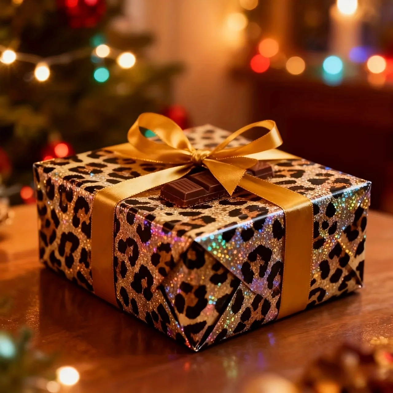 1 Rolle glitzerndes Geschenkpapier mit Leopardenmuster – glänzendes und Tiermuster, langlebige Party-Geschenkverpackung für Geburtstage, Hochzeiten, Leopardengeschenke