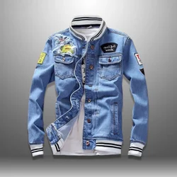 Fashion Denim Jacket Trendy Men's Jean Jackets Spring Autumn Casual Tops Stand Collar Outwear Motorcycle Cowboy New