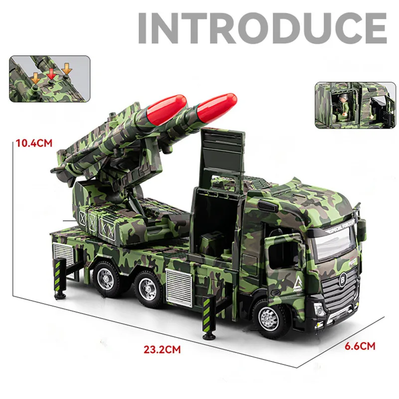 1: 50 alloy pull back missile transport vehicle model,simulation armored vehicle toy,military style car toy,wholesale