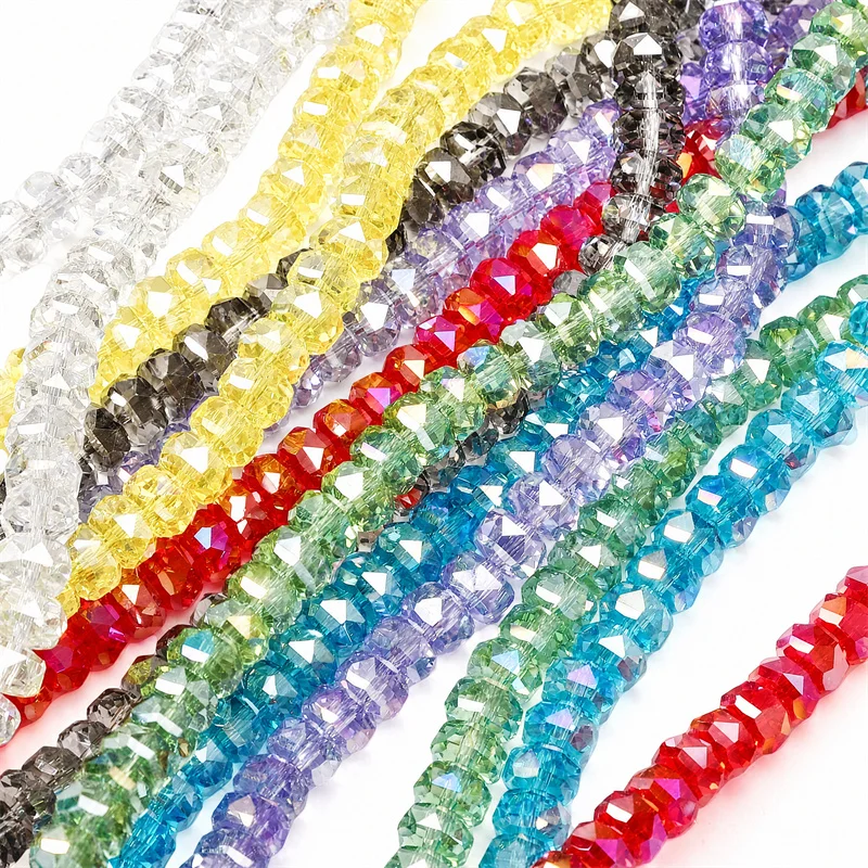 10-30Pcs 8x5mm AB Color Glass Faceted Wheel Beads Flat Round Crystal Spacer Bead For Jewelry Making DIY Bracelet Charms Supplies