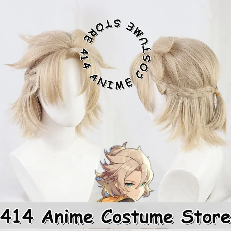 

Парик для косплея игры и аниме Альбедо Genshin Impact, коса до половины, лоб, арка, термостойкое волокно, синтетические волосы