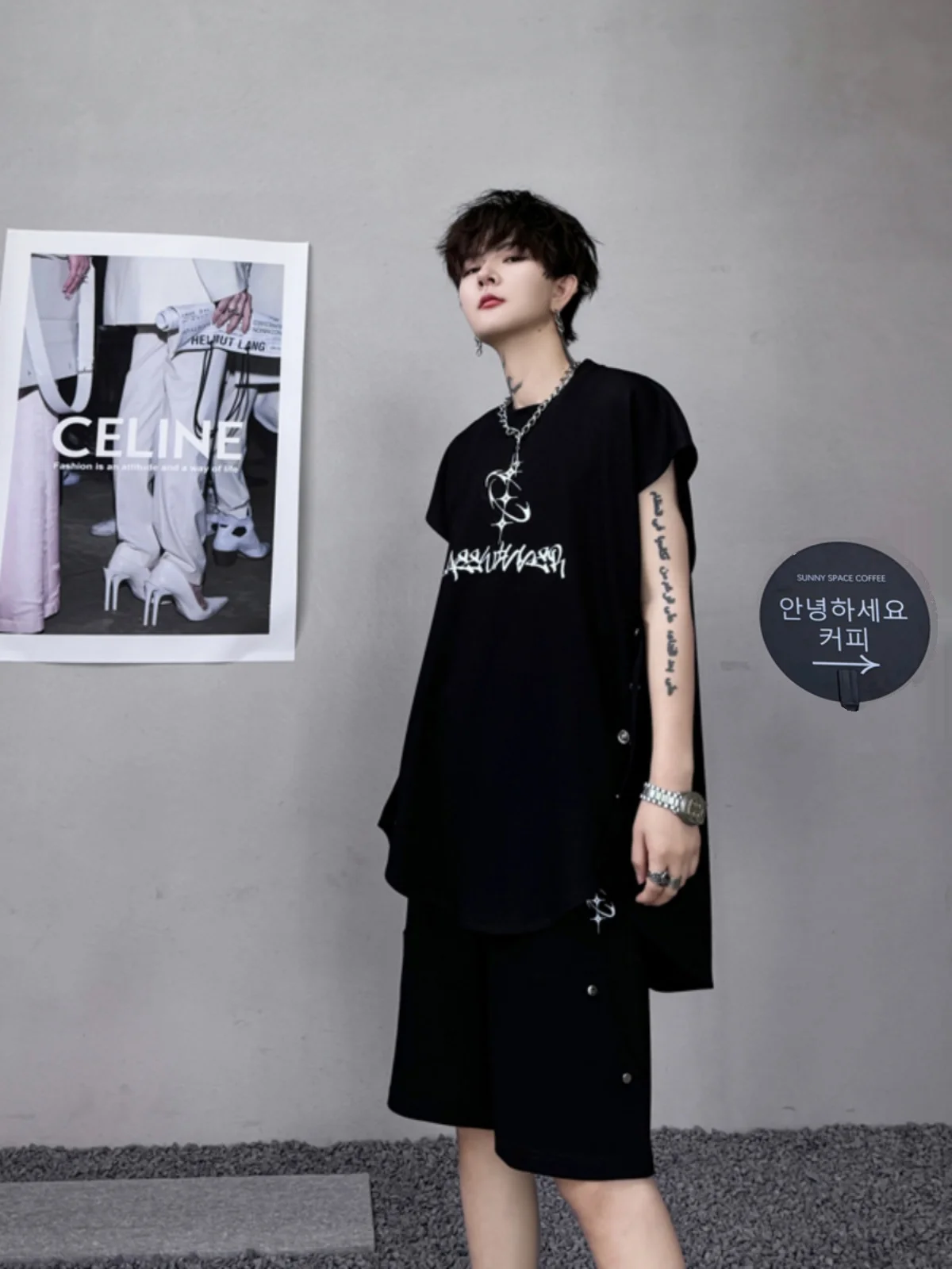 

Мужской повседневный спортивный комплект Advanced Feeling с буквенным принтом, модный костюм из двух предметов для подростков