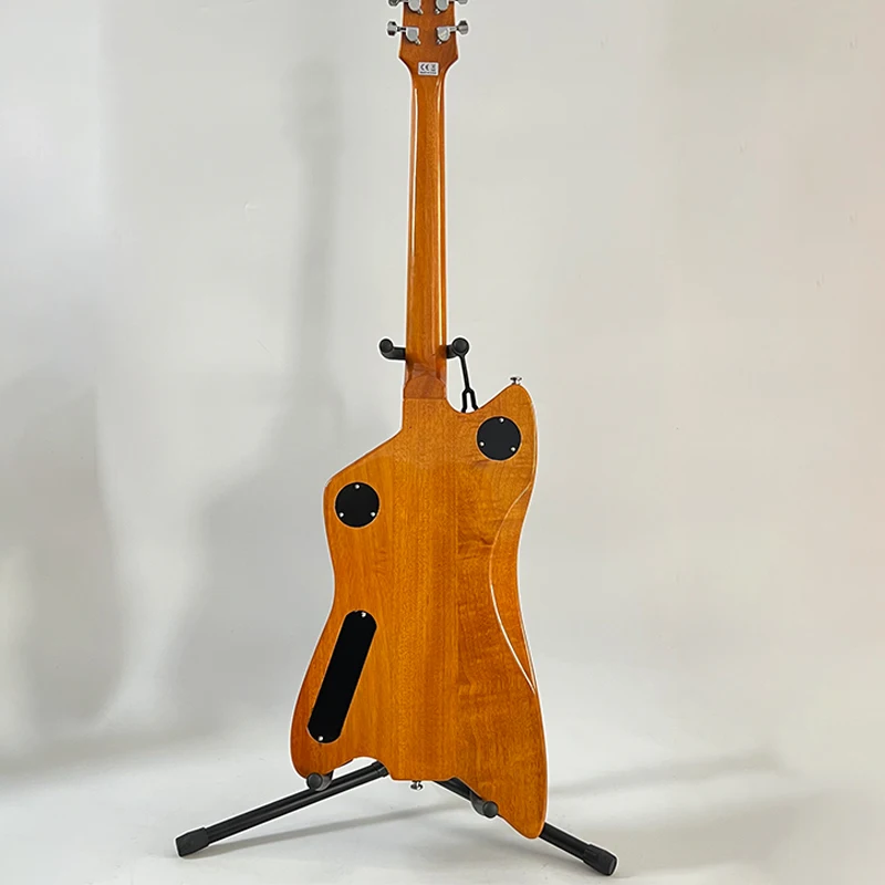 Yellow front and black back electric guitar, solid wood, silver hardware, yellow pickguard, 22 frets, local warehouse, free shipping