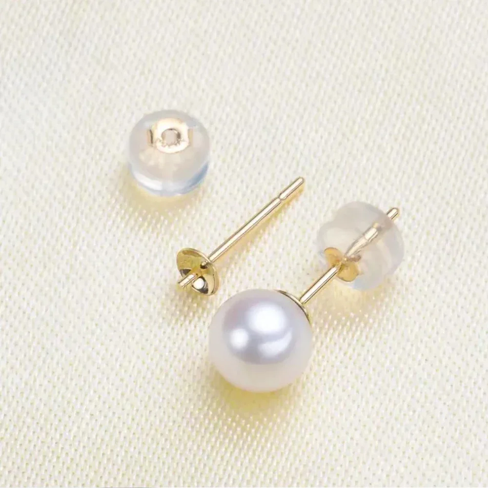 30 Chiếc Bằng Đồng Mạ Vàng 18K Trống Bông Tai Ngọc Trai Cốc Đinh Nhọn Đế Chân Tròn Cabochon Khay Cài Đặt Cho DIY bông Tai Trang Sức Làm