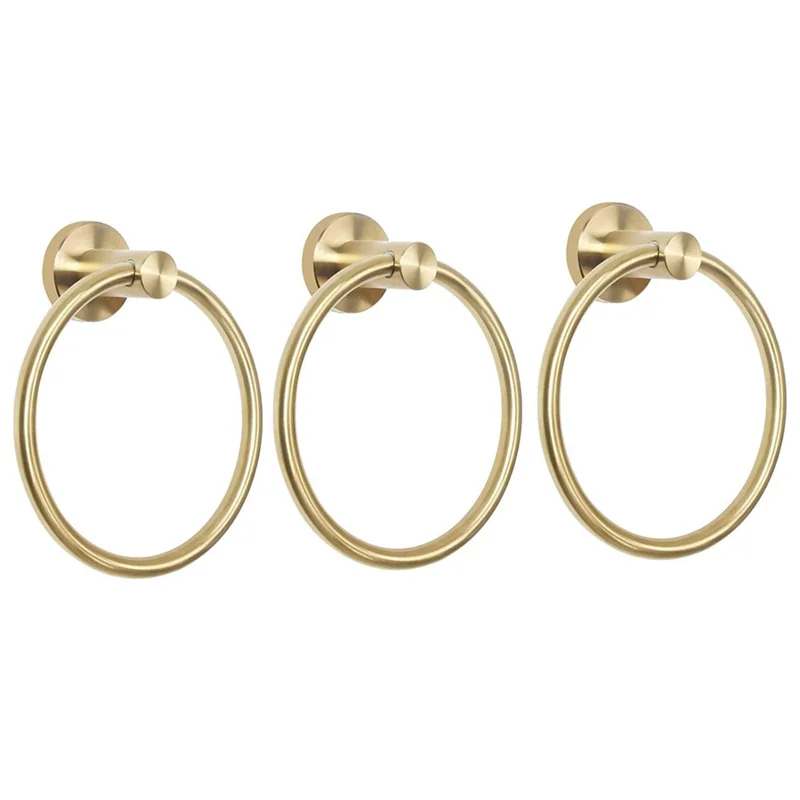 

FAST-3X золотой держатель для полотенец из нержавеющей стали, настенные круглые кольца для полотенец для ванной комнаты, вешалка для полотенец, кухонные аксессуары для хранения