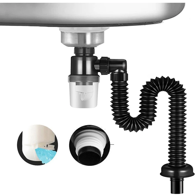 Kitchen Sink Drain Pipe Easy To Install Sink Drain Assembly Universal Washbasin Strainer Drain Filter Sink Sewer Pipe Tube