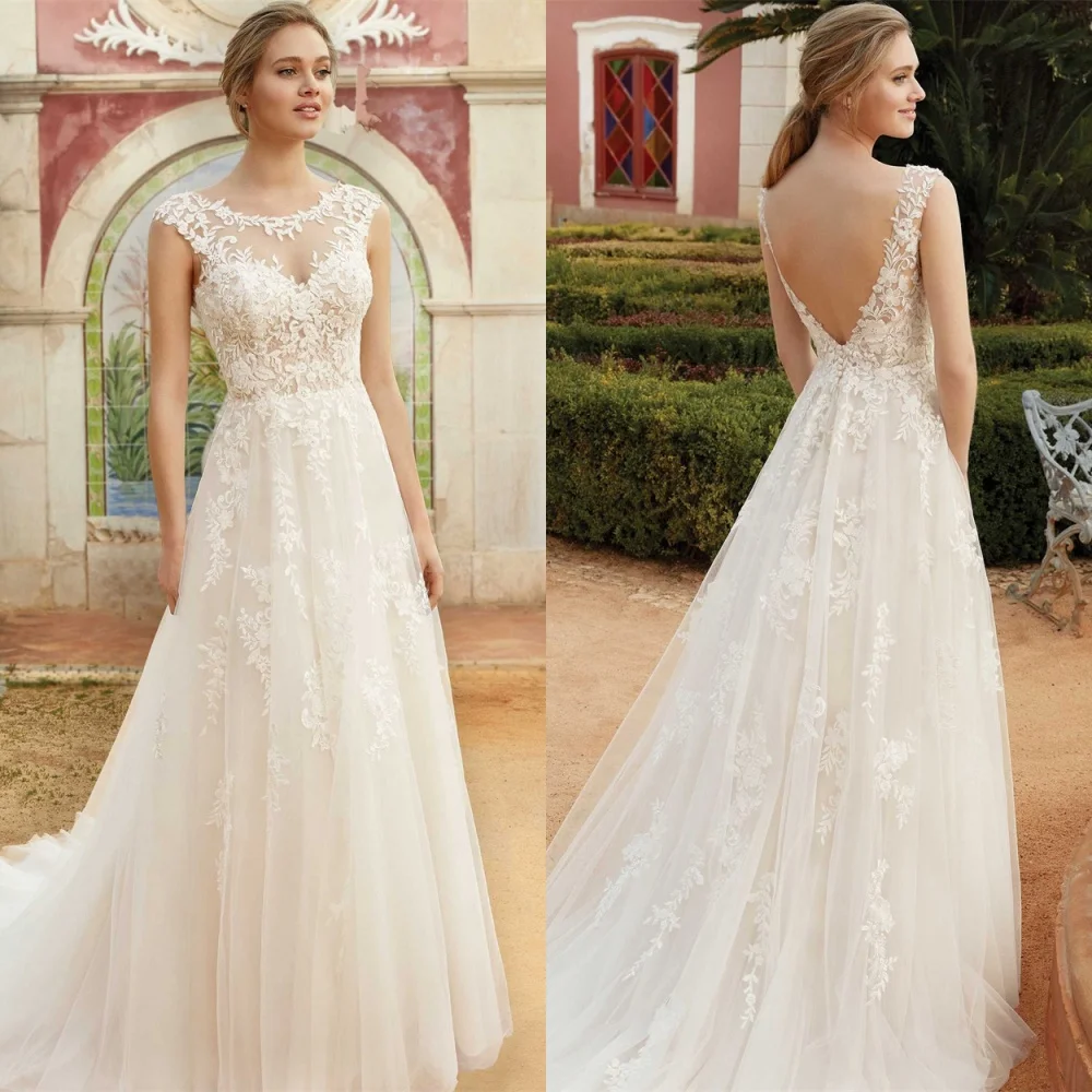 

Customized Elegant White Organza Wedding Dress Exquisite Scoop Short Sleeves Vestido De Novia Sexy Backless Robe de mariée