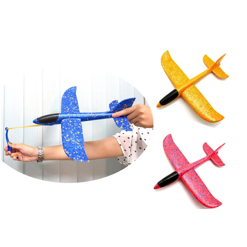 35CM Rubber EPP Foam Hand Throw Airplane Band Ejection Outdoor Launch Glider Plane Gift Interesting Toys For Children Kids Game