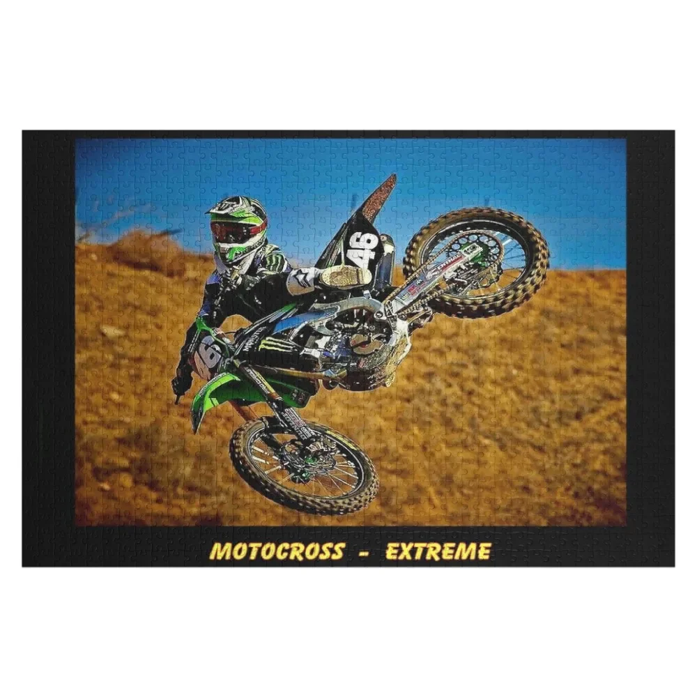 MOTOCROSS EXTREME: Motorrad-Renn-Werbedruck-Puzzle, personalisiertes Geschenk, verheiratetes Puzzle, individuelles Puzzle