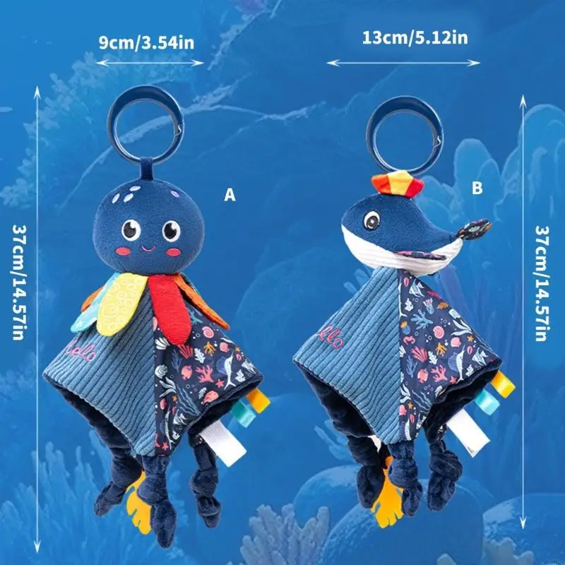 97Be Plüsch Ozean Tierbaby beruhigte Spielzeug mit eingebautem Teether und Crinkle Paper