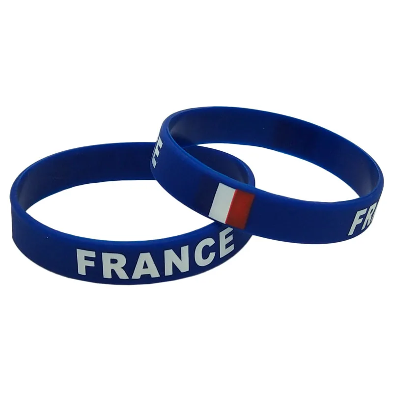 1PC France French Flag Silicone Wristband Blue Football Sports Souvenir World Cup Silicone Rubber Bracelets&Bangles Gifts SH220