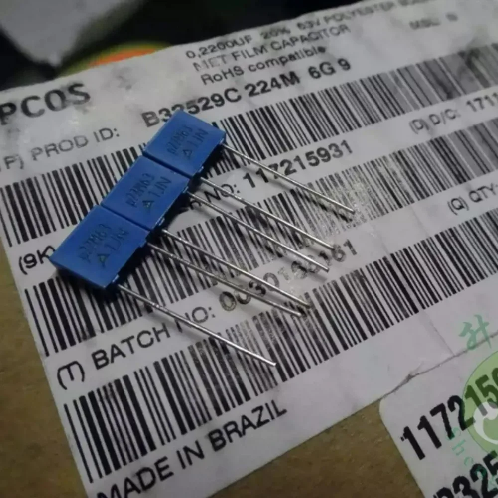 

20pcs/lot EPCOS 0.22uf/63v 220nf u22 224 Brand New 5mm Film Capacitor B32529C224M