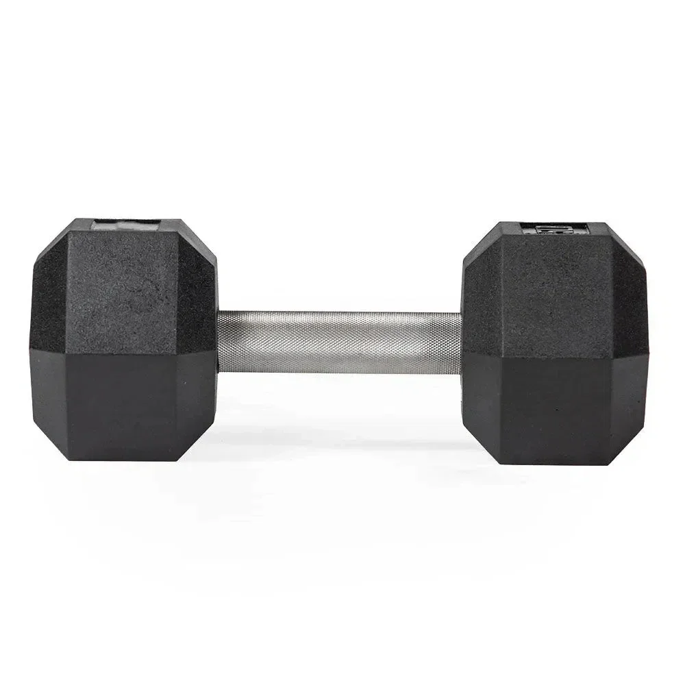 New Product Strength Training Exercise Muscle Home Fitness Equipment Hexagonal Rubber Covered Hexagonal Dumbbells Set