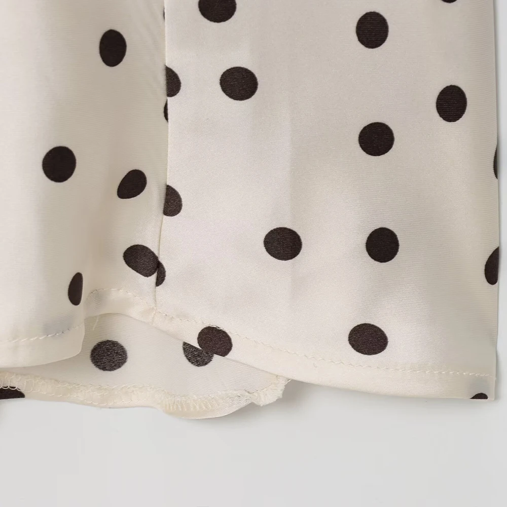 Women's A-Line Satin Midi Dress V-Neck Backless Polka Dot Vestidos Spaghetti Straps Summer Club Party Dress 3067214