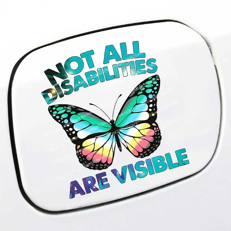 Enlightening Vinyl Decal 'Not All Disabilities Are Invisible' Colorful Butterfly Design for Helmets Bumpers Car Decoration Q40