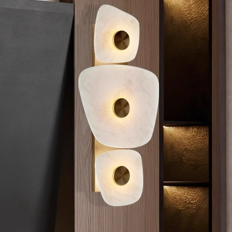 Spanish Designer Light Luxury Style Marble Wall Lamps for Study Corner Elegant Artistic with Plug Metallic Luster Wall Sconces