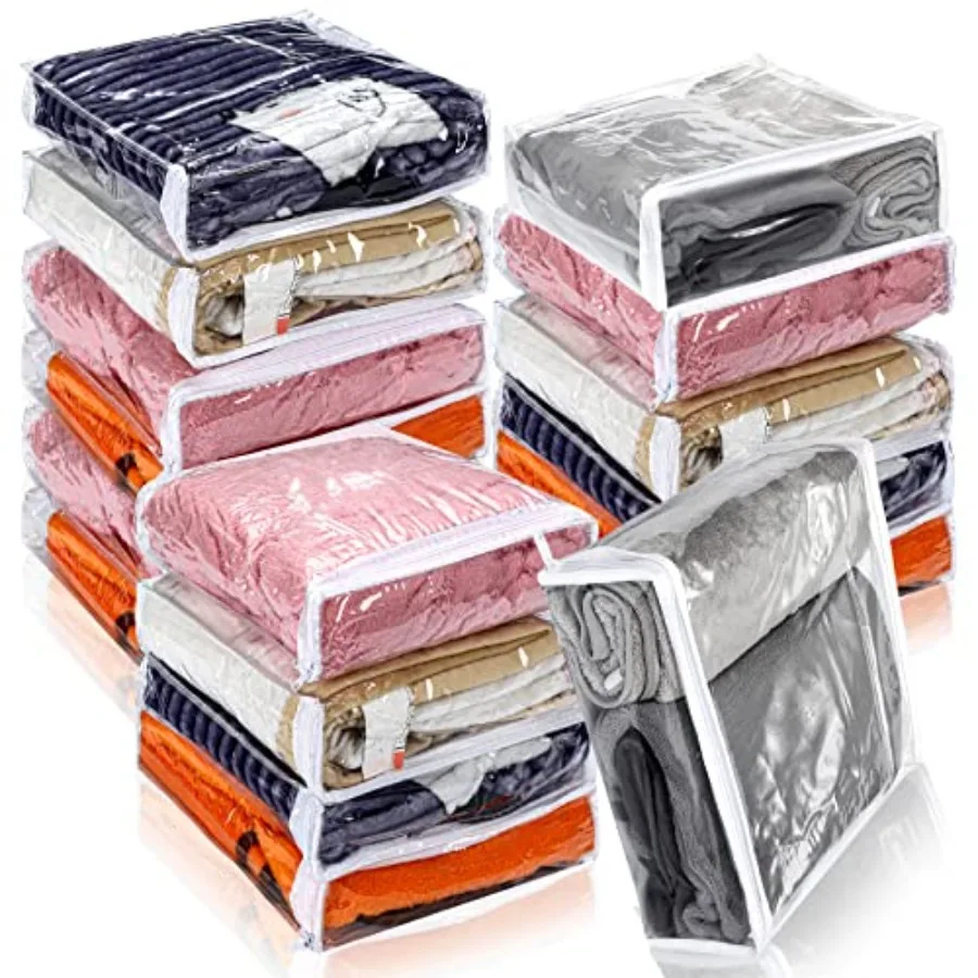 

Pcs Clear Zippered Storage Bags Plastic Sweater Bags with Zipper Vinyl Sheet Organizer and Storage for Clothing Blankets Sheet
