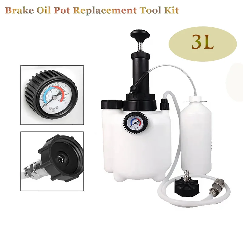 

3L Auto Car Brake Oil Pot Replacement Tool Oil Pump Empty Oil Bleeder Exchange Drained Kit For Car Motorcycle Brake Bleeder Kit