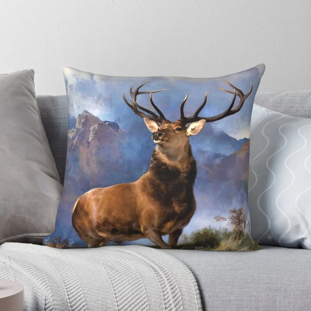 Monarch Of The Glen Edwin Landseer Pillowcase Polyester Linen Velvet Pattern Zip Decorative Pillow Case Home Cushion Cover