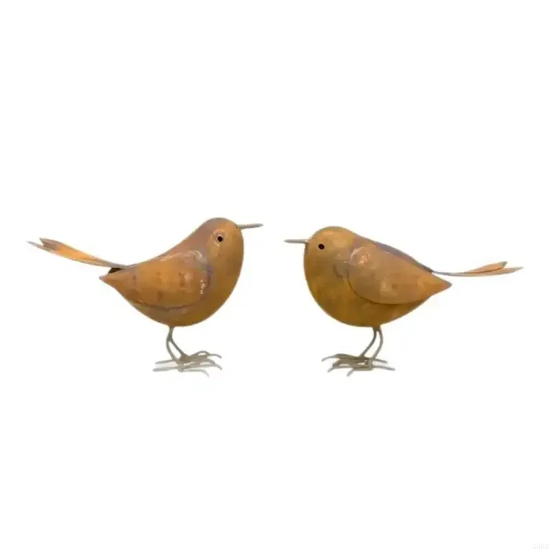 2Pcs Metal Iron Bird Figurine Decorative Statue Tabletop Ornament Sculpture Home Office Living Room Desktop Display Craft Gift