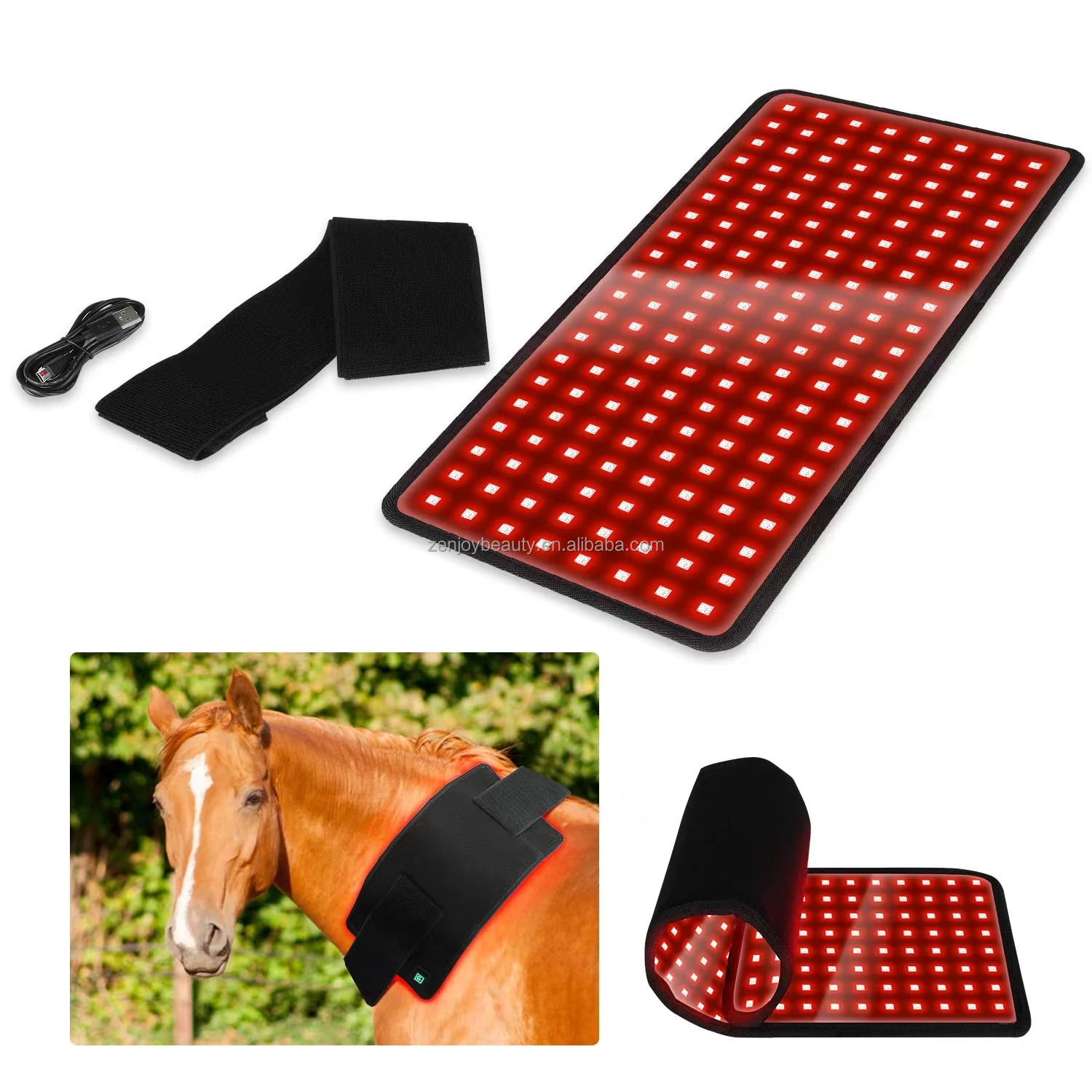 

Built-in Battery Wireless Mat 660nm 850nm Red Near Infrared Equine Red Light Therapy Belt Wrap For Dogs Cats Horse Animals