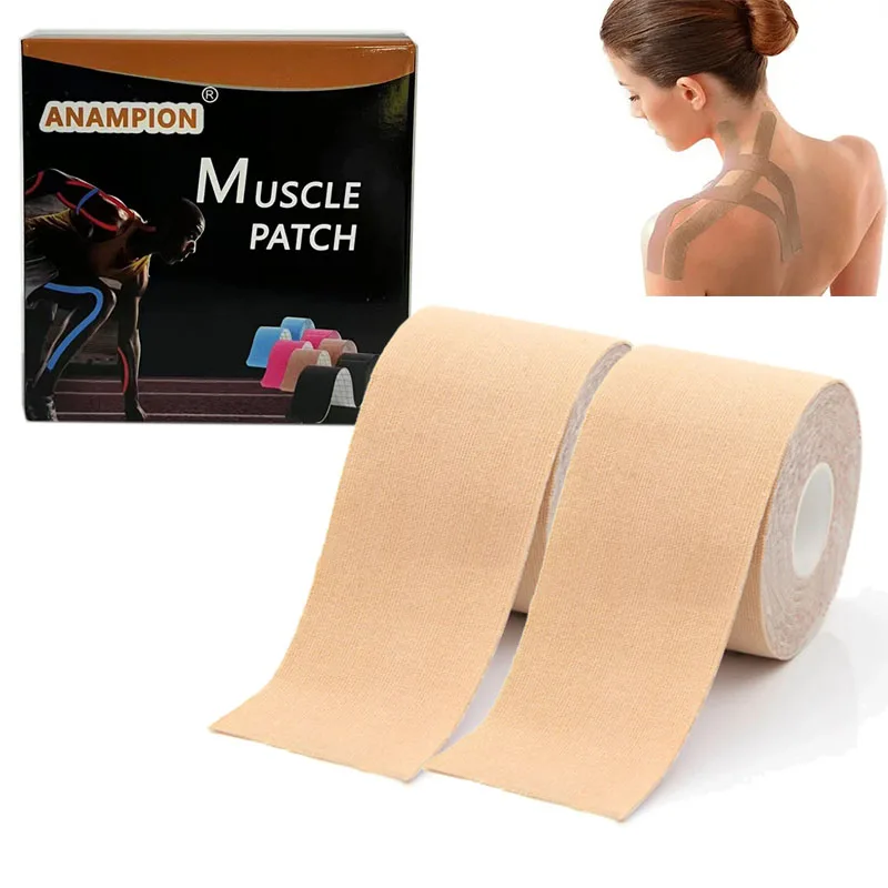 2 Rolls Kinesiology Tape Stickers For Physical Therapy Athletes Waterproof Elastic Adhesive Sports Tape Compression Bandage