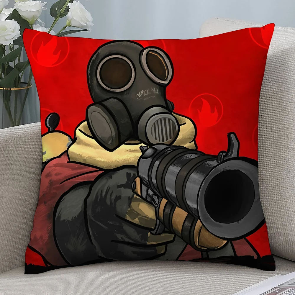Tf2 Team F-Fortress 2 Pillow Case Short Plush Pillow Covers Sofa Decorative Gift Home Double-sided Printing Cushion Cover - Image 4