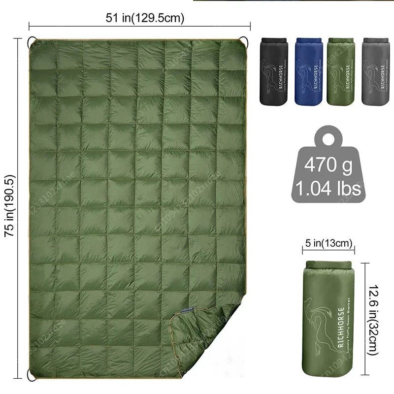 NewChina Factory Hochwertige Nylon-Daunendecke, wasserdicht, leicht, tragbar, für Reisen, Camping, geschwollene Decke, 90er-Daunendecke