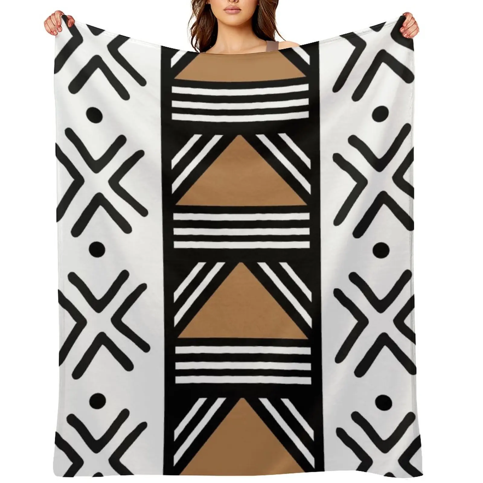 

African Tribal Bogolan Pattern Throw Blanket wednesday Weighted Furrys Luxury Brand Blankets