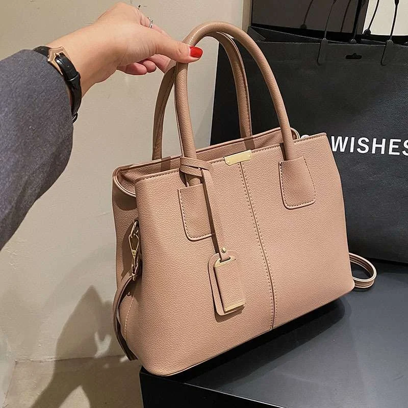 

Модная женская сумка-тоут с узором личи, большая, простая, на два плеча, для повседневного использования