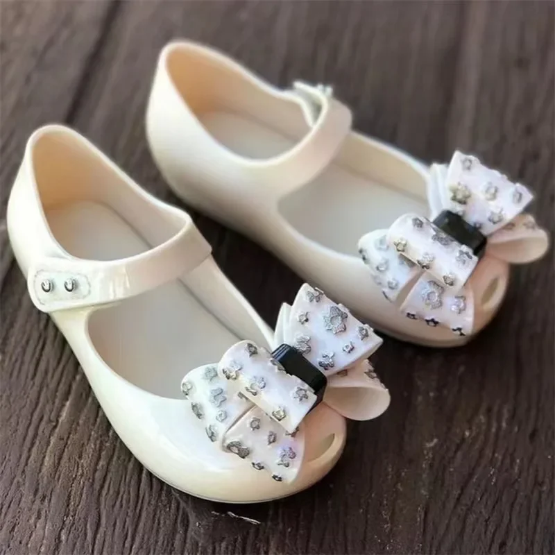 

2024 New Summer Children's Sandals Butterfly Baby Girls Princess Shoes Fish Mouth Soft Bottom Jelly Kids Beach Shoes