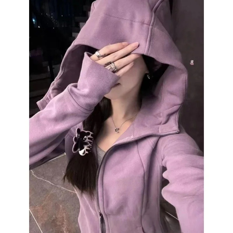 Lemon Women's hooded full-zip yoga jacket with slim cuffs, fitness sports hoodie, casual running sports coat, fitness outerwear