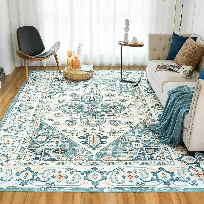 Machine Washable Rug Vintage Design Washable Area Rugs with Non Slip Rugs for Living Room Bedroom Traditional Woven Rug