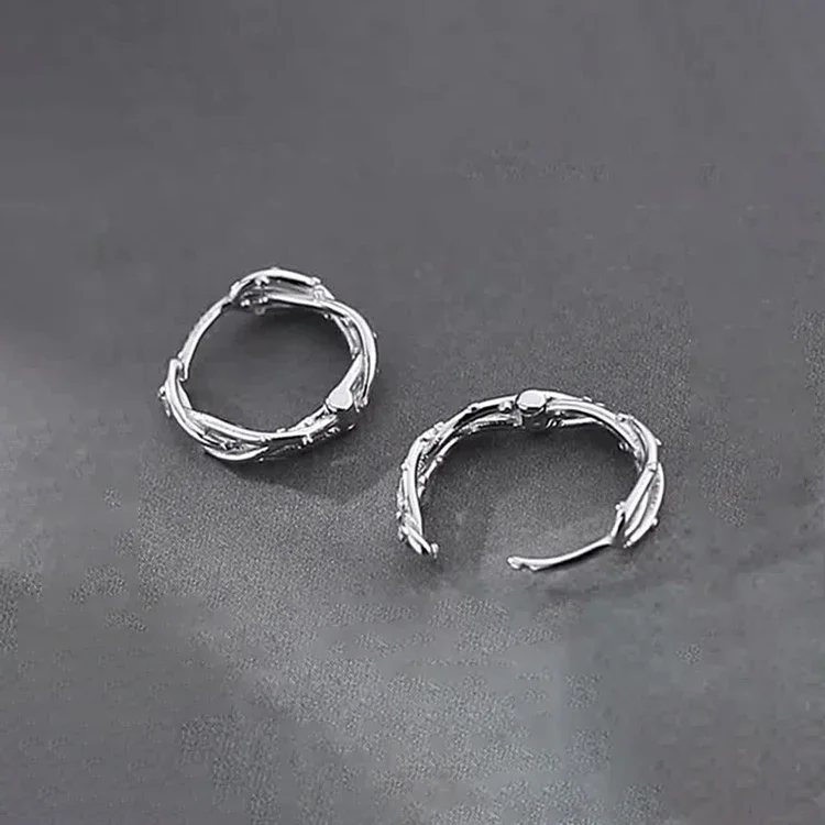 Korean Series 925 Sterling Silver Thistles and Thorns Cross Round Hoop Earrings for Women Party Minimalist Trendy Fine Jewelry