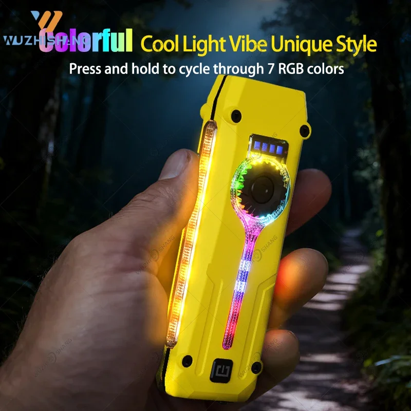 Multi Function EDC Light Dual Direction Clip Magnetic Body Three Light Modes RGB Laser 7 Color Options USB C Rechargeable