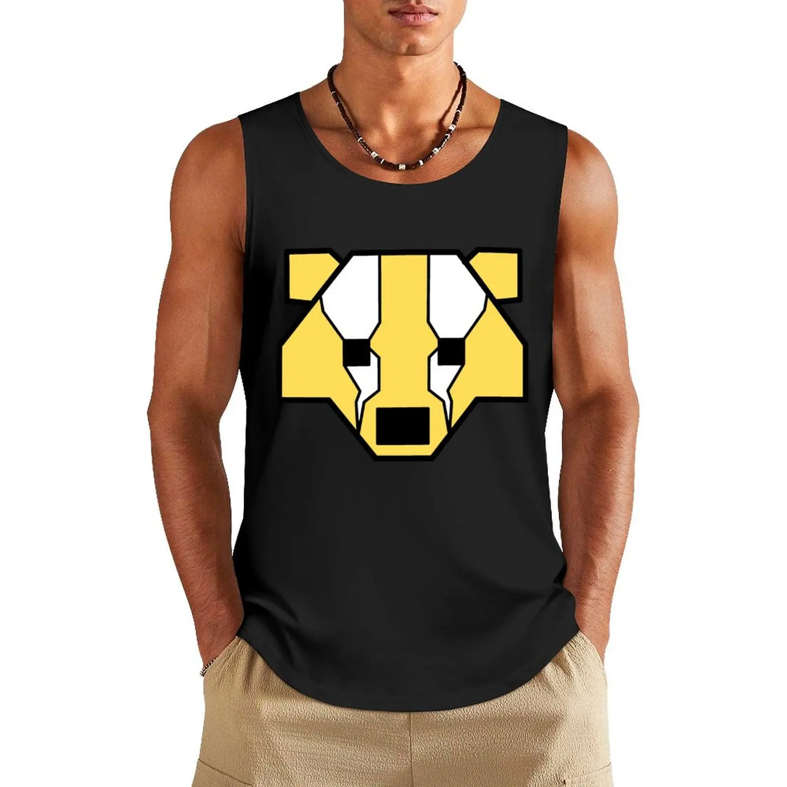 

Edgy Geometric Huffle Badger Tank Top Men's sleeveless men clothes man sexycostume