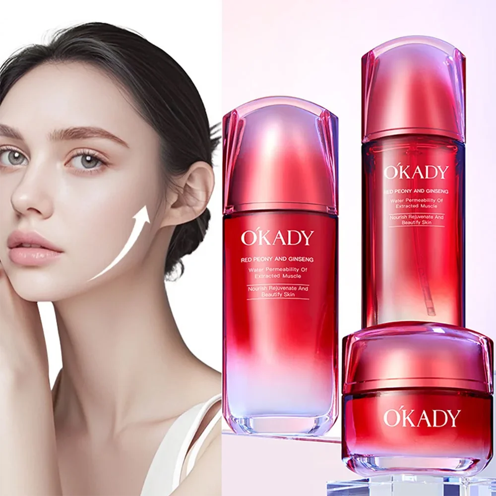الفاوانيا الحمراء الجينسنغ مستخلص نباتي اختراق العضلات مجموعات العناية بالبشرة تقليص المسام سطع تحسين خشونة تعزيز مرونة الجلد