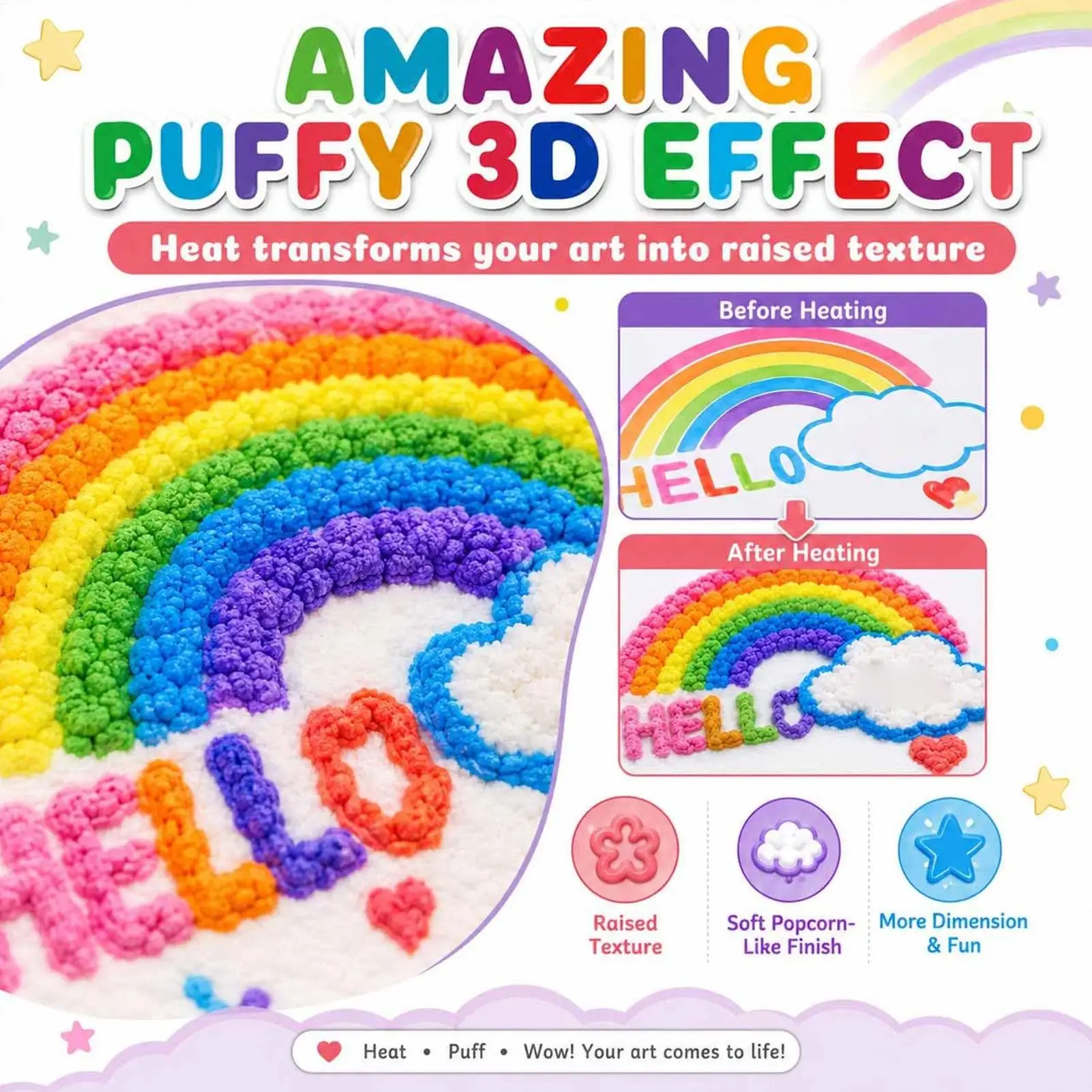 Diy Bubble Popcorn Painting Pen Magic Bubble Pen 3D Art Pen Children'S Painting Coloring Creative Marker Pen 60ml view 4