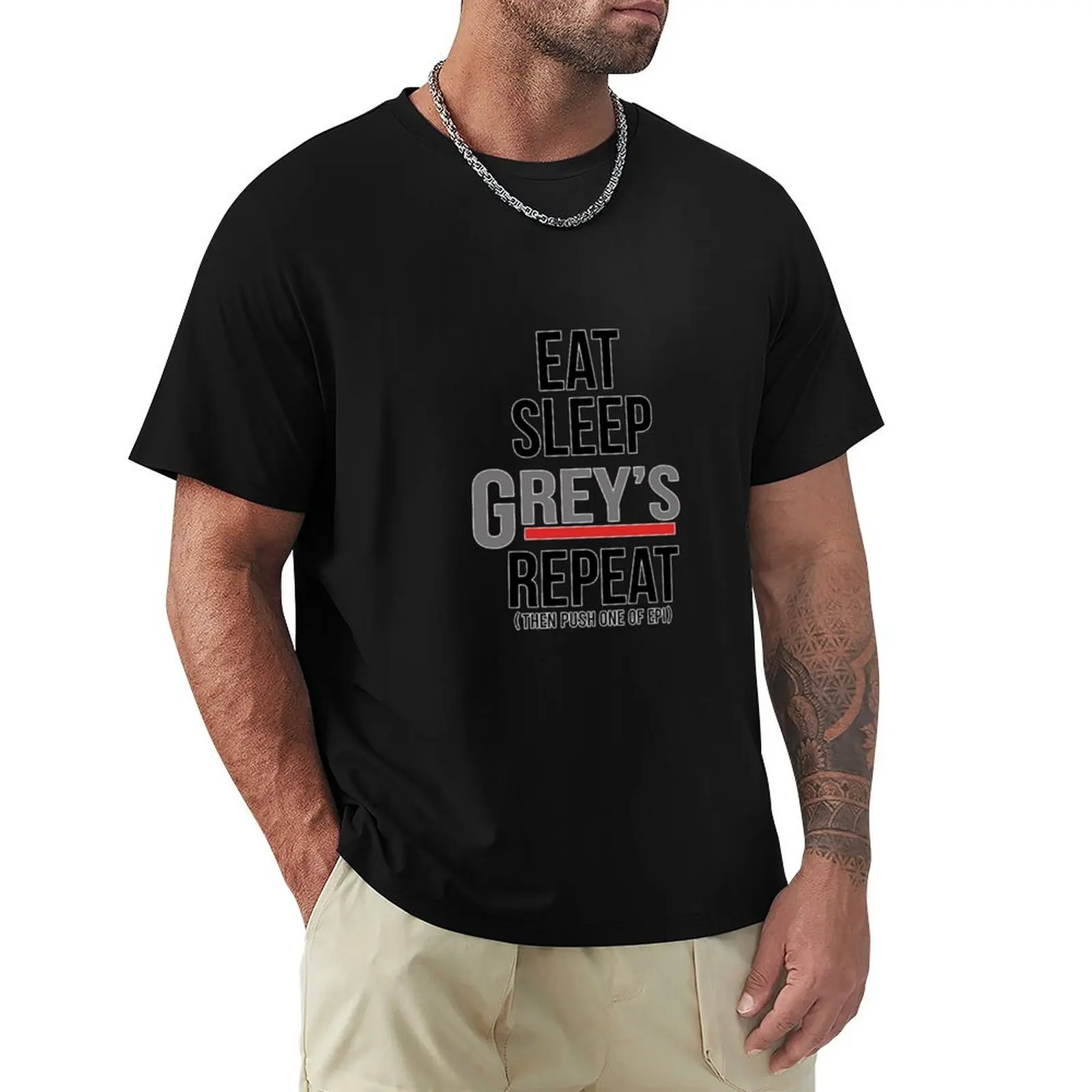 

Grey&x27;s Repeat T-Shirt Trendy Pattern T-Shirt for Men