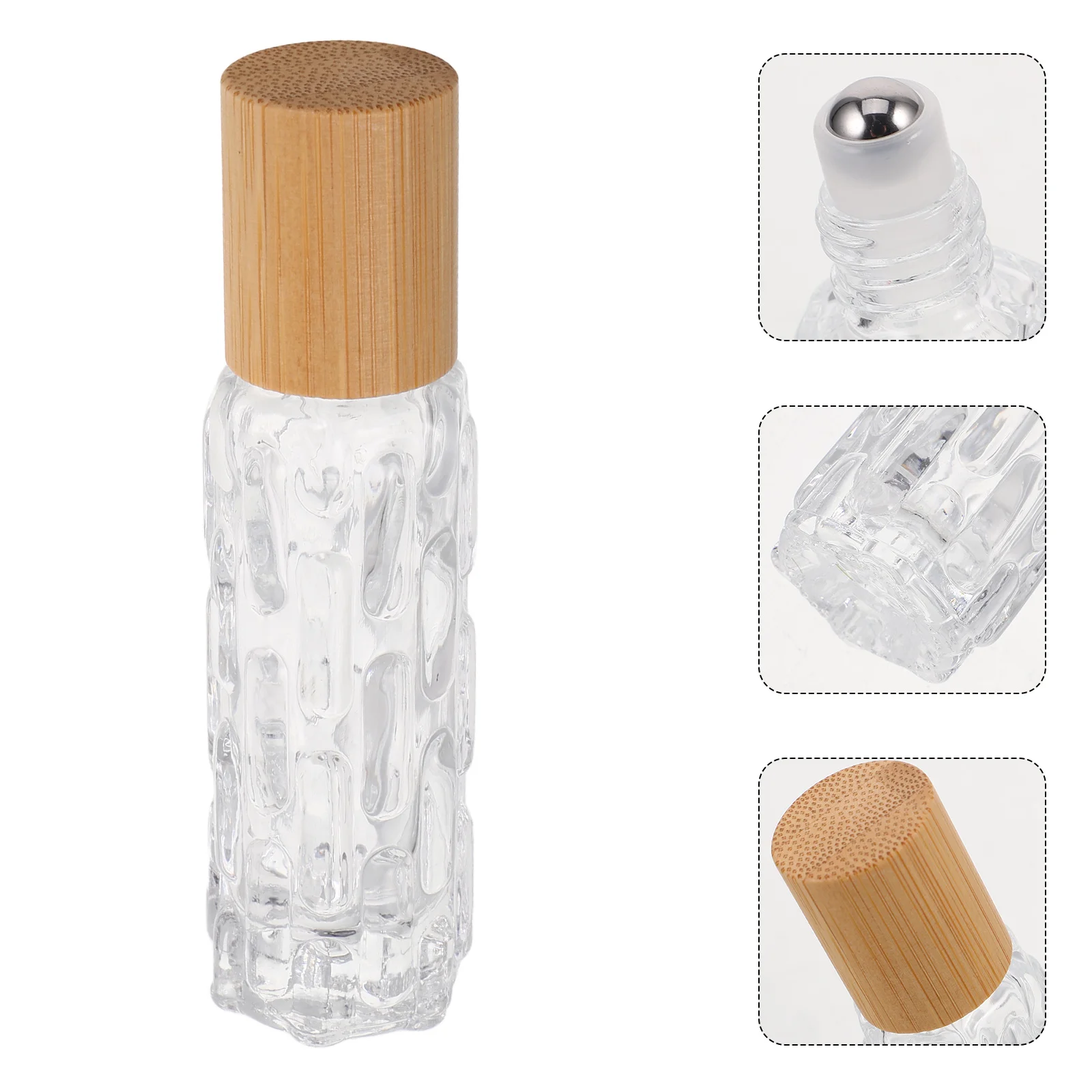 

5 Pcs Bamboo Lid Glass Roller Bottle Essential Oils Bottles Empty Containers Cover
